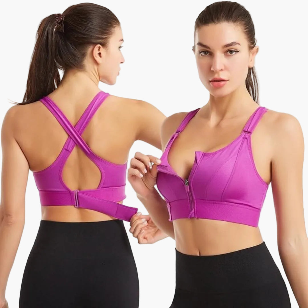 Soutien-Gorge de Sport Femme à Zip Frontal Grand Maintien – Dos Croisé Ajustable pour Entraînement Intensif et Confort Quotidien