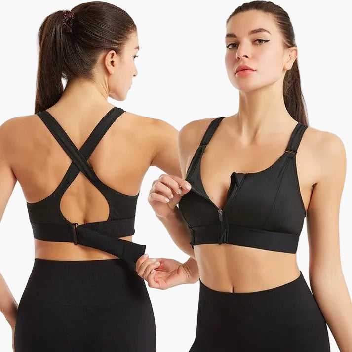 Soutien-Gorge de Sport Femme à Zip Frontal Grand Maintien – Dos Croisé Ajustable pour Entraînement Intensif et Confort Quotidien