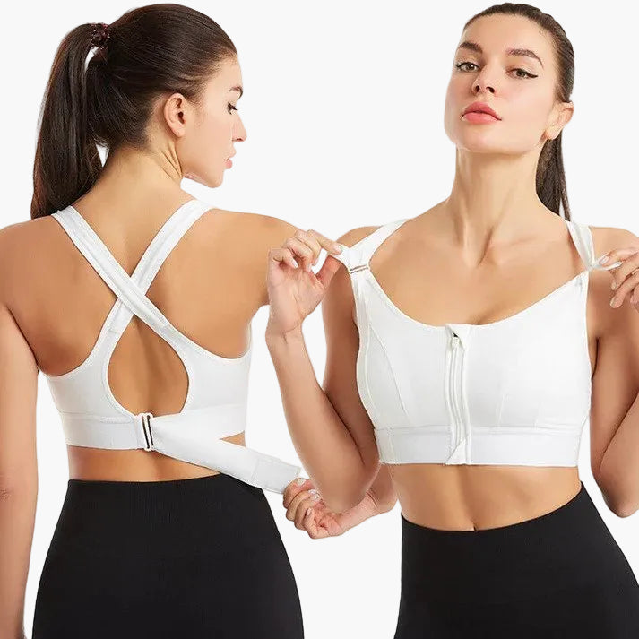 Soutien-Gorge de Sport Femme à Zip Frontal Grand Maintien – Dos Croisé Ajustable pour Entraînement Intensif et Confort Quotidien