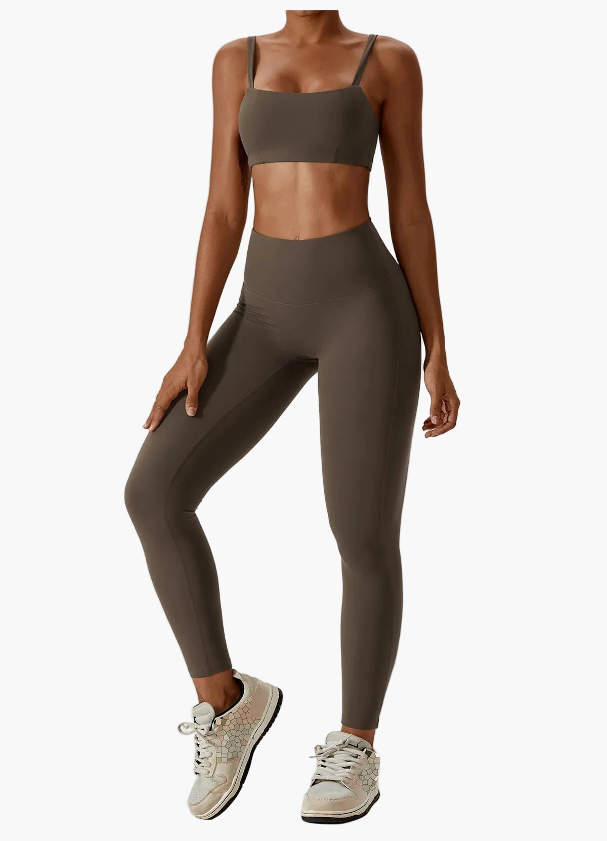 Leggings taille haute et brassière de sport femme – Ensemble fitness élégant pour entraînement et yoga