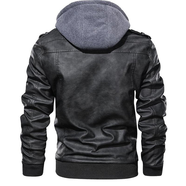 Chaqueta para hombre estilo motero urbano con capucha desmontable – diseño moderno y práctico