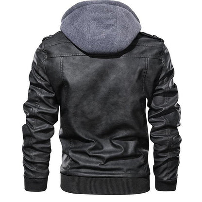 Chaqueta para hombre estilo motero urbano con capucha desmontable – diseño moderno y práctico