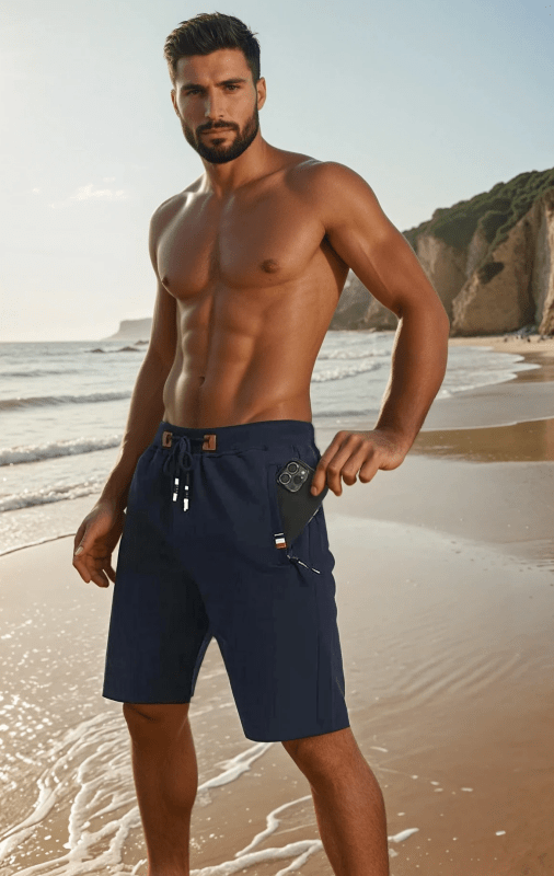 Shorts de sport décontractés pour homme – Style urbain polyvalent avec poches zippées