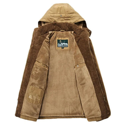 Chaqueta de invierno para hombre estilo senderismo impermeable con capucha desmontable y forro polar