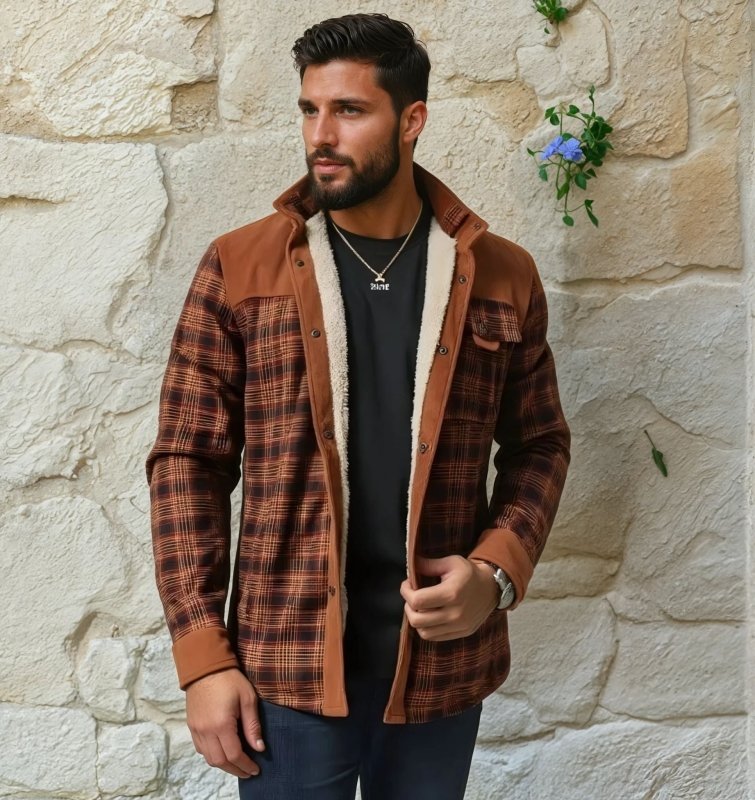 Chaqueta camisa para hombre estilo leñador polar para actividades al aire libre y ocio