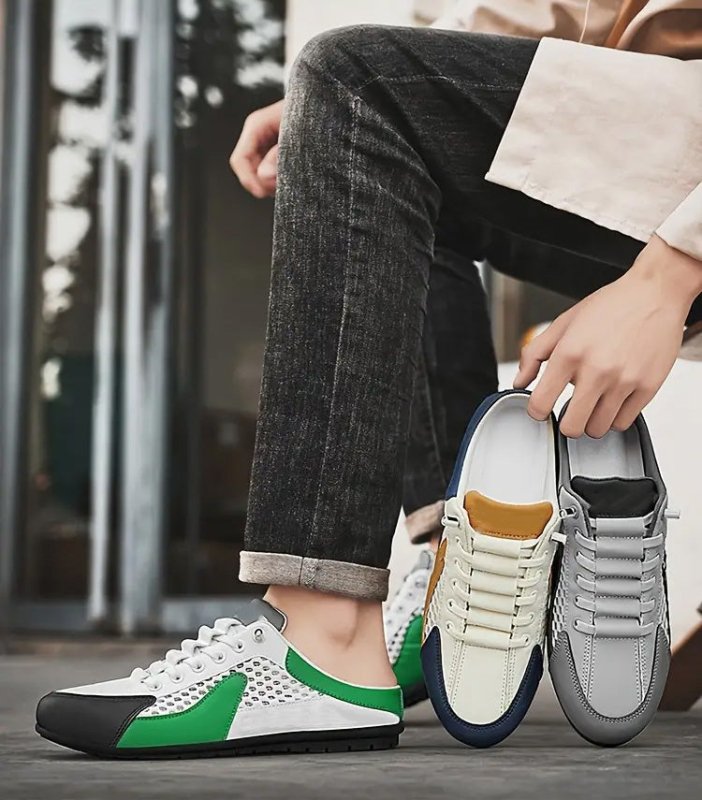 Mules décontractées pour homme style sneakers à enfiler – Idéales pour les vacances et le quotidien
