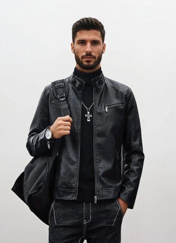 Giubbotto Uomo Stile Biker Urbano Polivalente per Uscite e Quotidiano