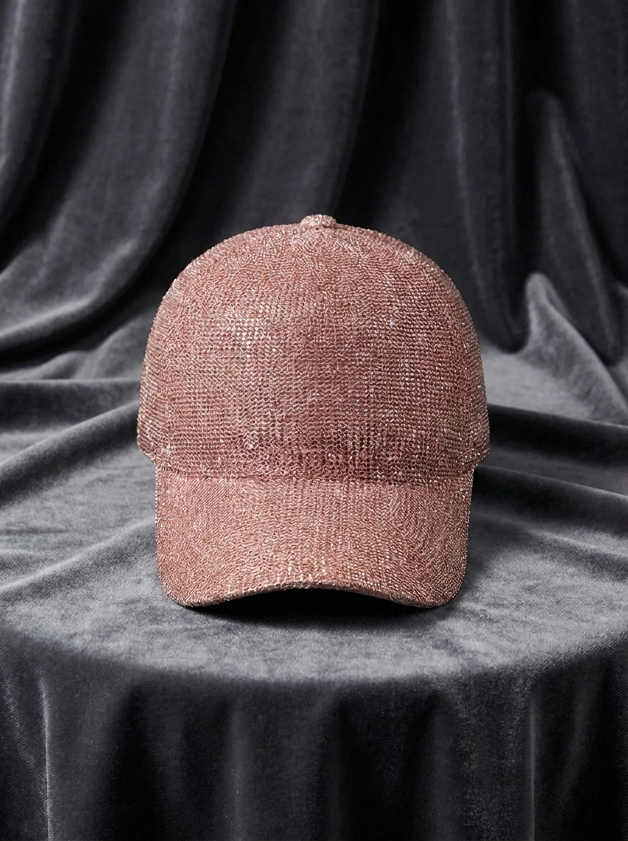 Glitterende mesh-baseballpet voor dames, sprankelend roze