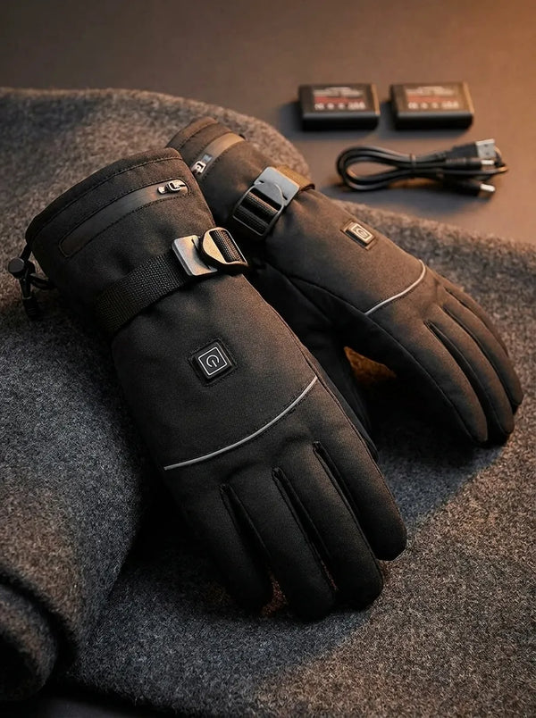 Guantes negros térmicos ajustables con hebilla
