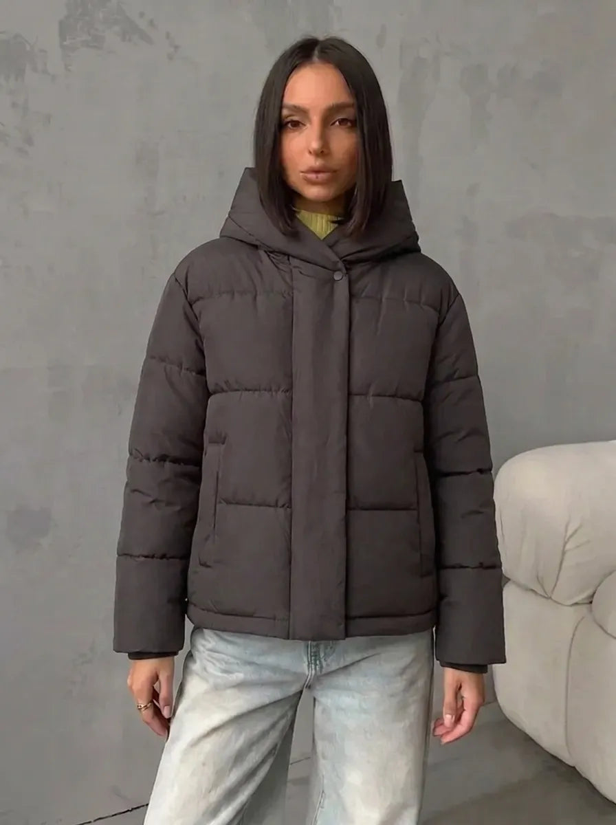 Doudoune Courte Matelassée à Capuche pour Femme