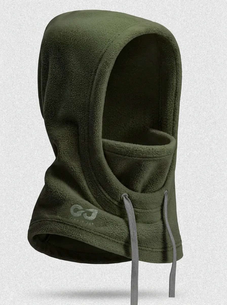 Cagoule polaire unie avec cordon de serrage, style cagoule-écharpe