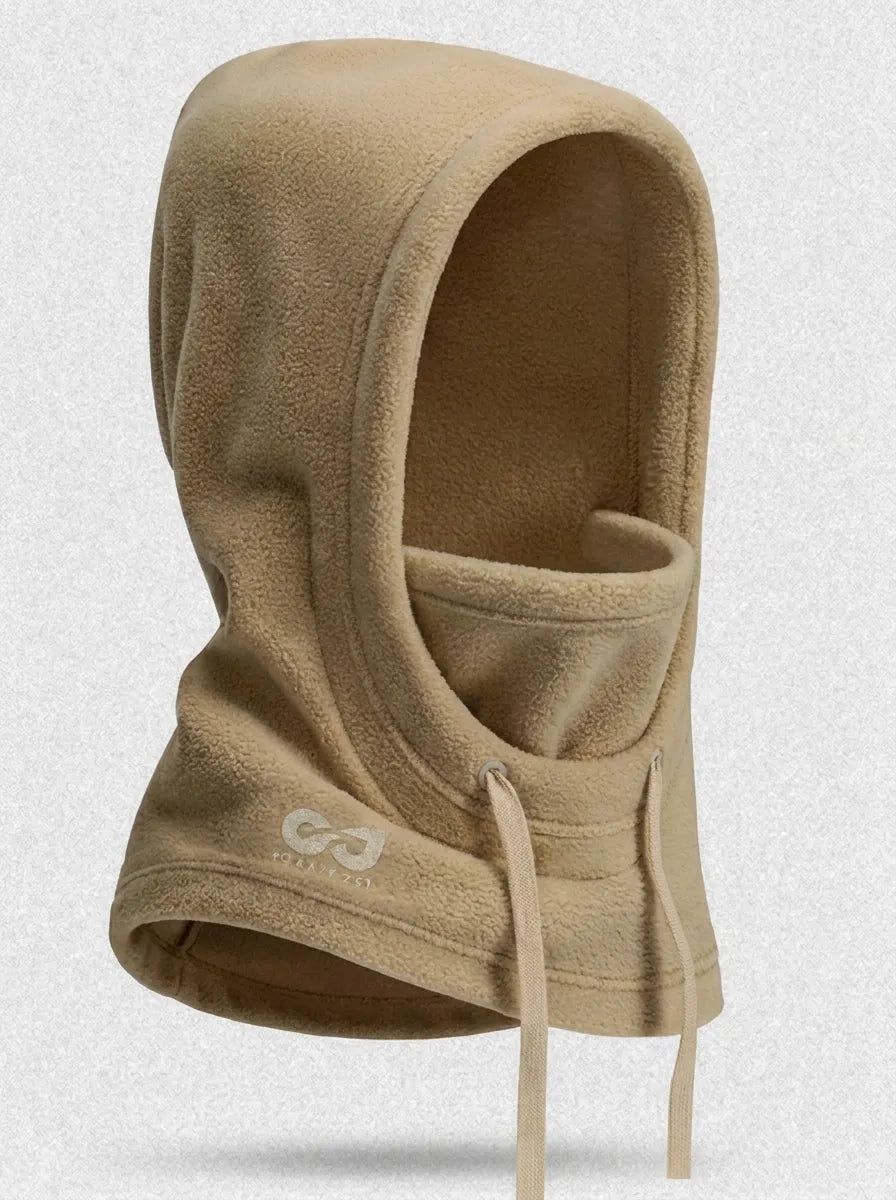 Cagoule polaire unie avec cordon de serrage, style cagoule-écharpe