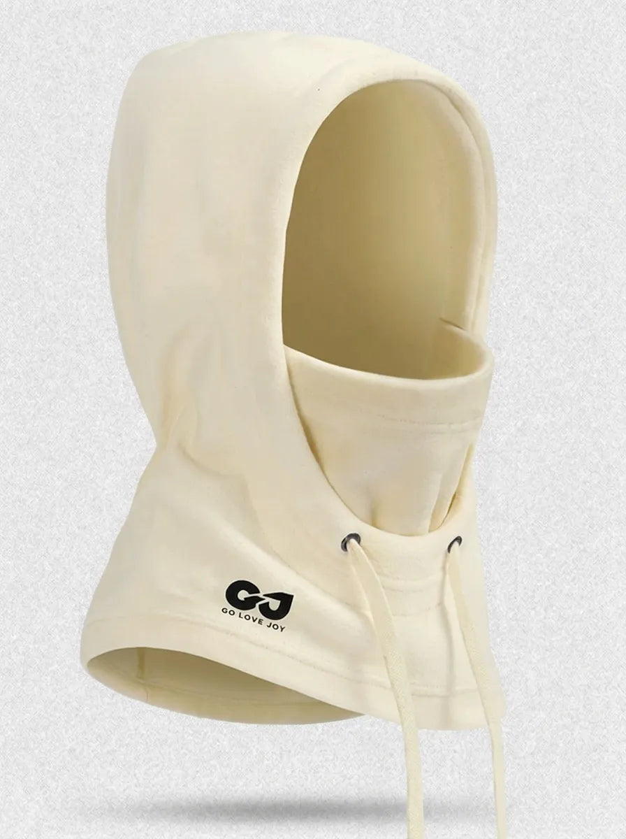 Cagoule polaire unie avec cordon de serrage, style cagoule-écharpe