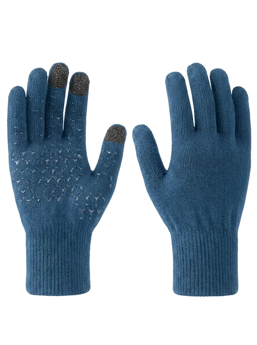Schwarze gestrickte Winter-Touchscreenhandschuhe mit rutschfestem Muster