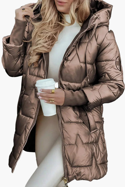 Abrigo acolchado con capucha estilo urbano para mujer – Ideal para otoño e invierno