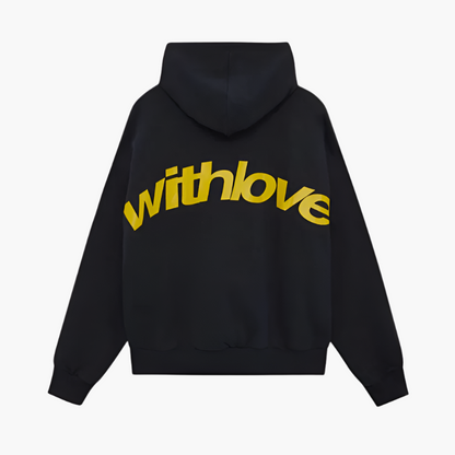 Sweat à capuche unisexe style urbain "with love" imprimé graphique pour usage quotidien et détente