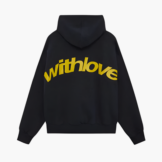 Unisex hoodie i urban stil med tryck "with love" – För vardag och avkoppling