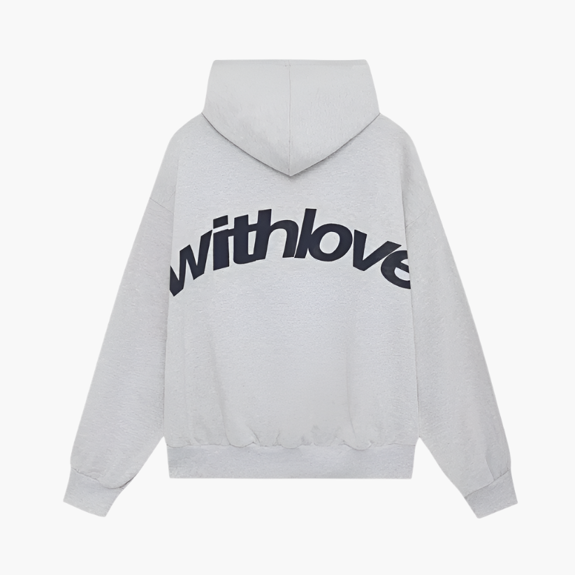 Sweat à capuche unisexe style urbain "with love" imprimé graphique pour usage quotidien et détente