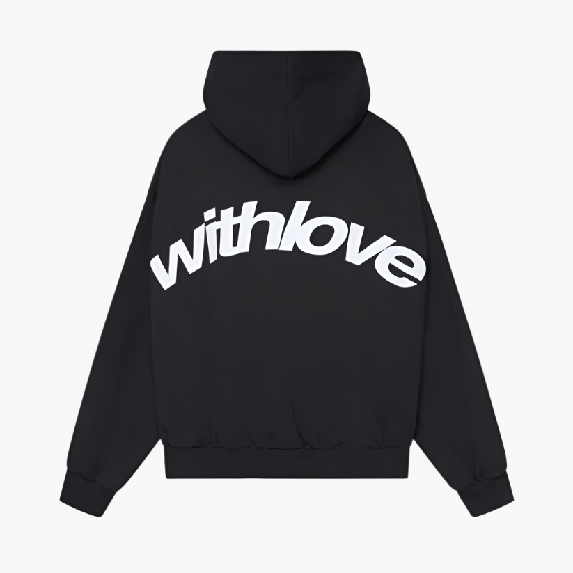 Sweat à capuche unisexe style urbain "with love" imprimé graphique pour usage quotidien et détente