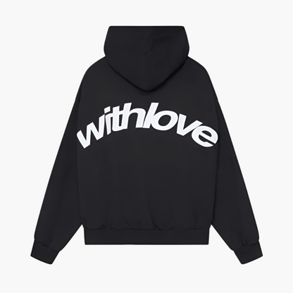 Sweat à capuche unisexe style urbain "with love" imprimé graphique pour usage quotidien et détente