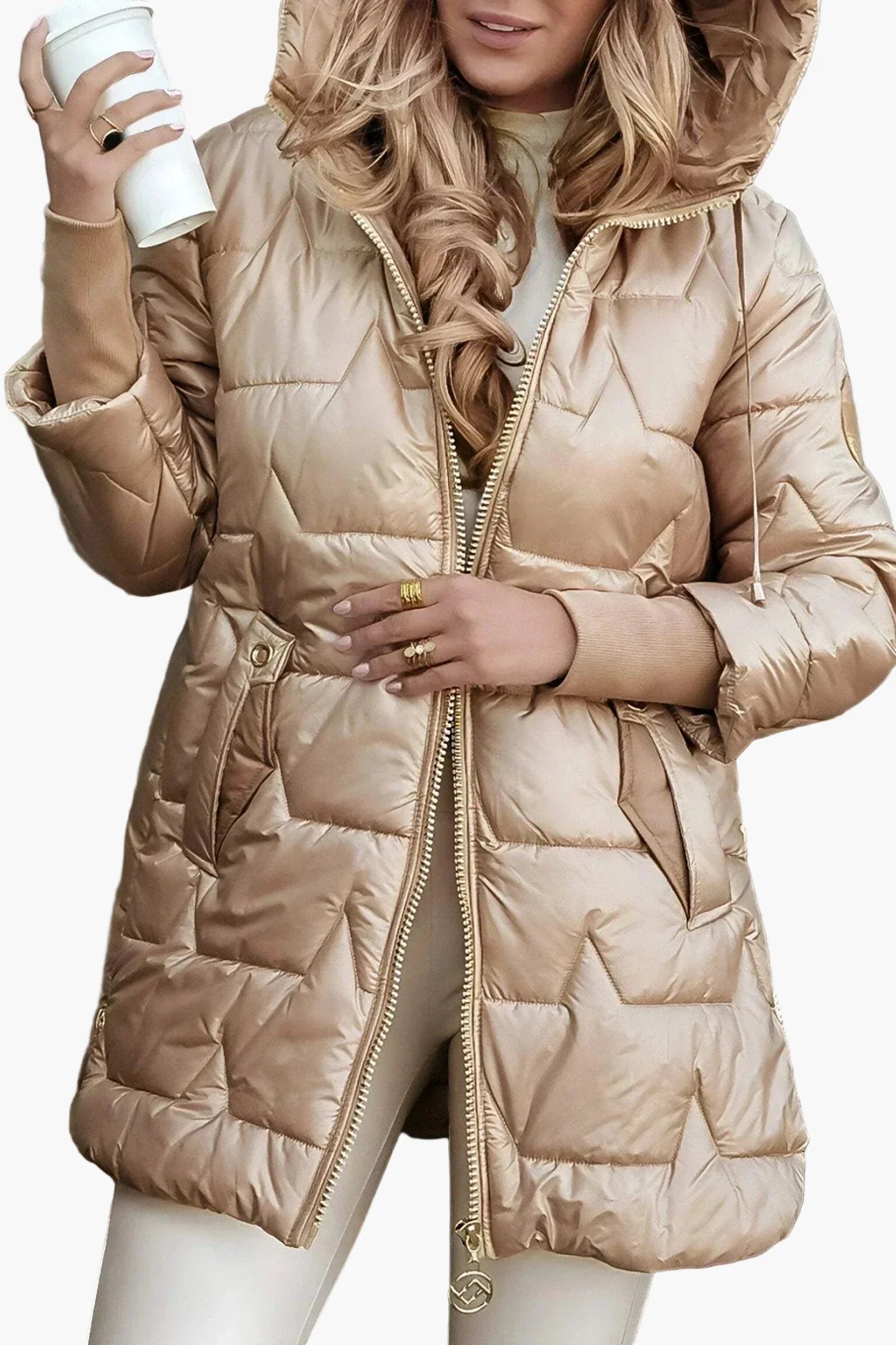 Abrigo acolchado con capucha estilo urbano para mujer – Ideal para otoño e invierno