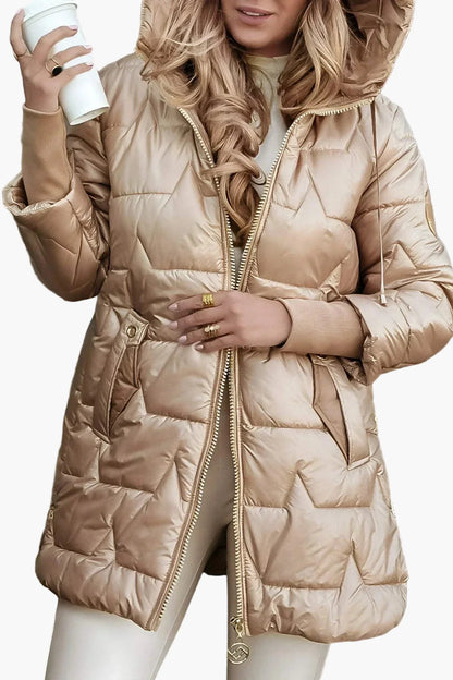 Abrigo acolchado con capucha estilo urbano para mujer – Ideal para otoño e invierno
