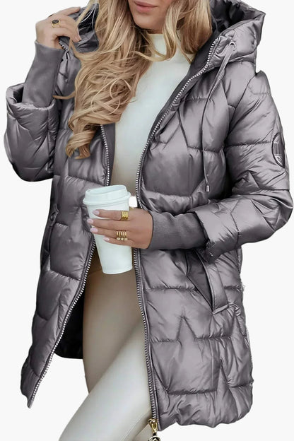 Abrigo acolchado con capucha estilo urbano para mujer – Ideal para otoño e invierno