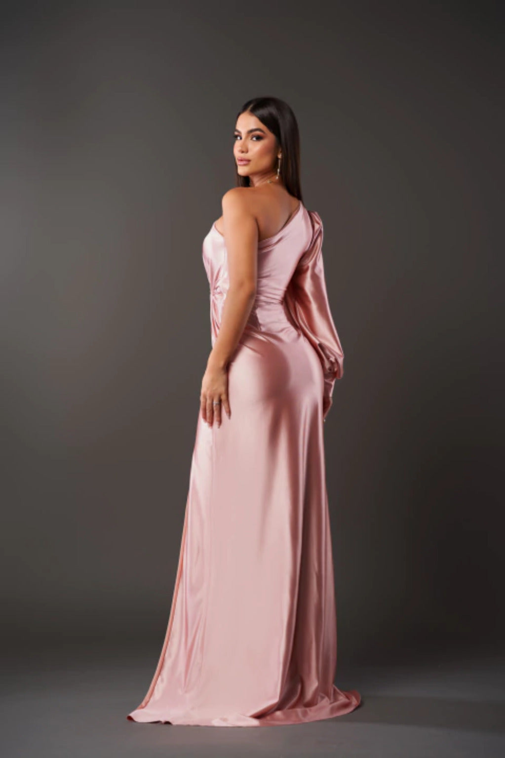 Abito da sera donna monospalla elegante stile drappeggiato per evento e cerimonia