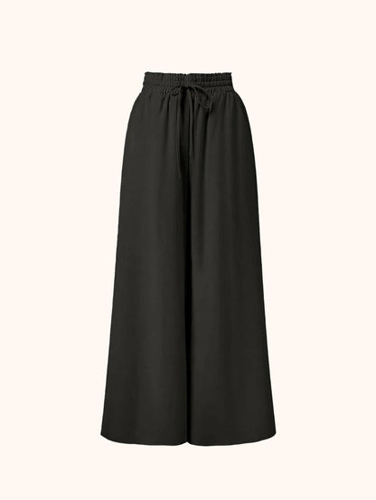 Pantalon Palazzo Large Femme Style Élégant Taille Haute avec Ceinture, Mode Décontractée et Sophistiquée