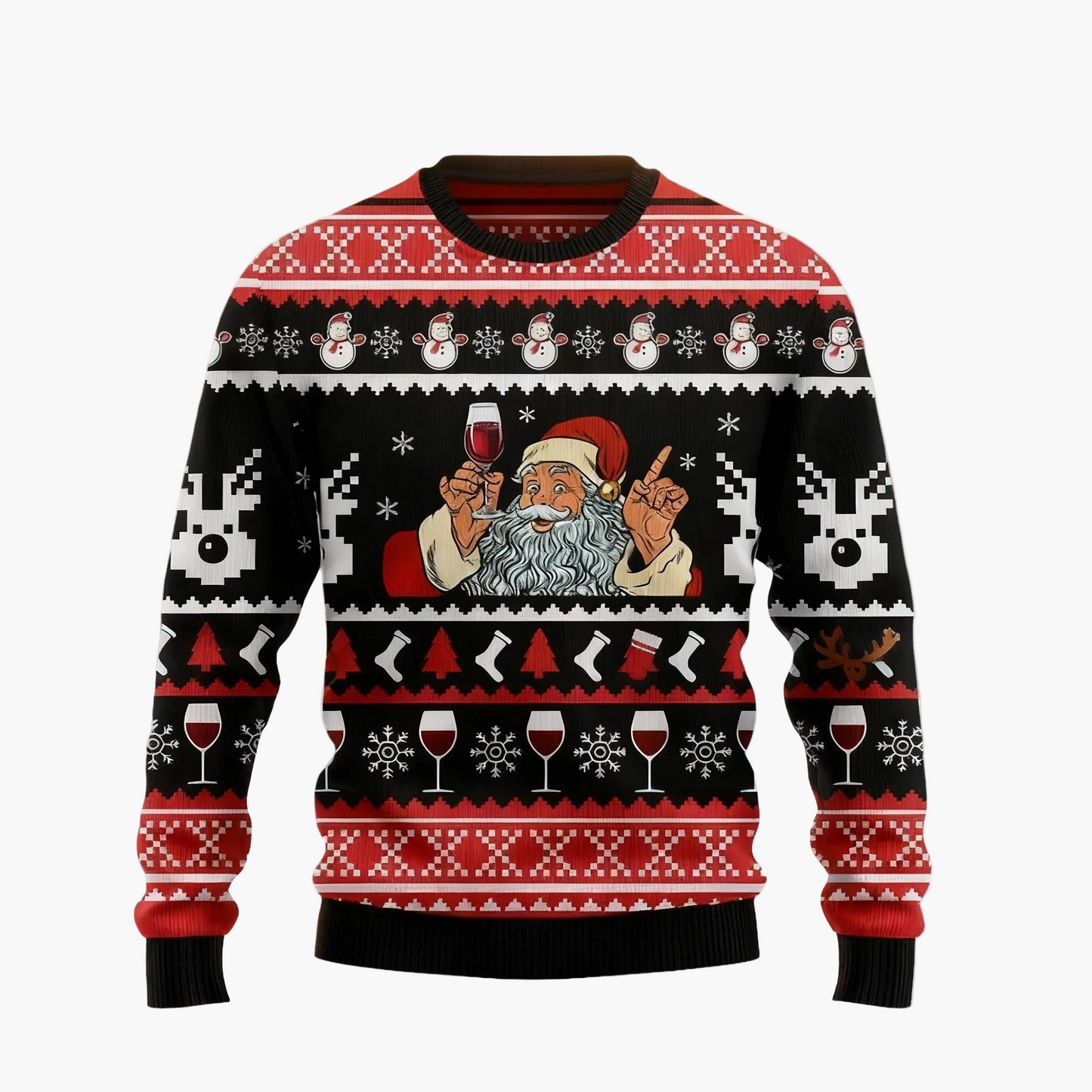 Kersttrui voor heren in gotische stijl met schedel en kerstman – Originele trui voor feest en winter