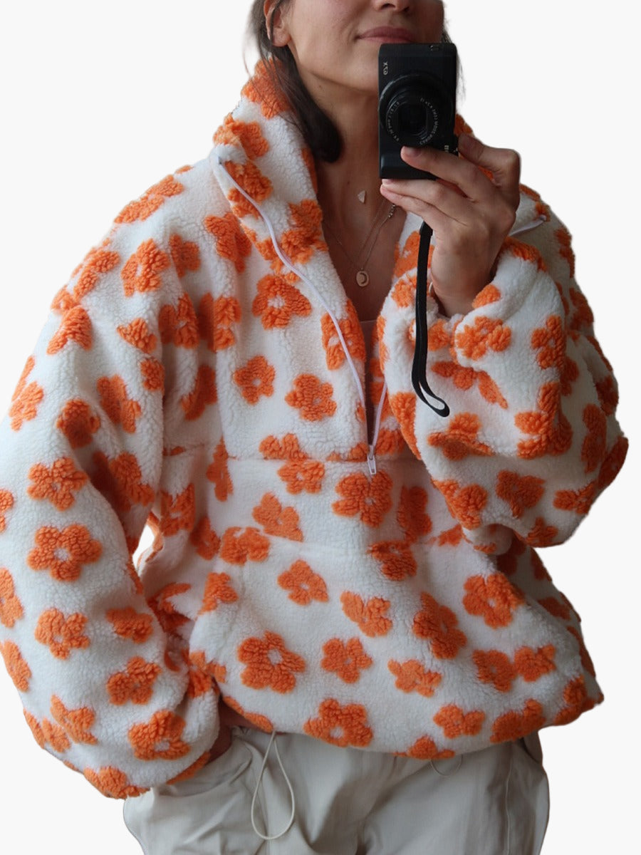 Damesweatshirt i boheme-stil med blomster til hyggestunder og afslappede udflugter