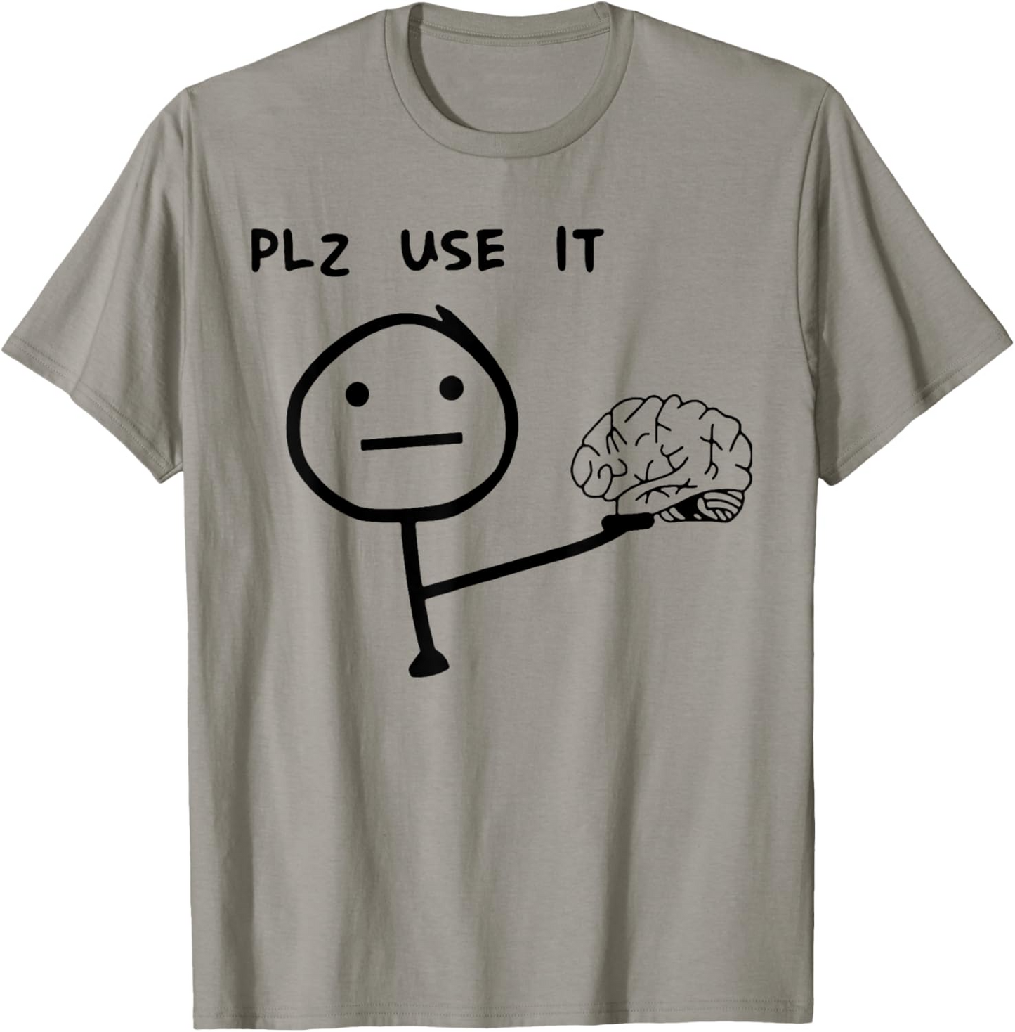 T-shirt homme humoristique style casual motif stickman "PLZ USE IT" – Idéal pour un look décontracté original