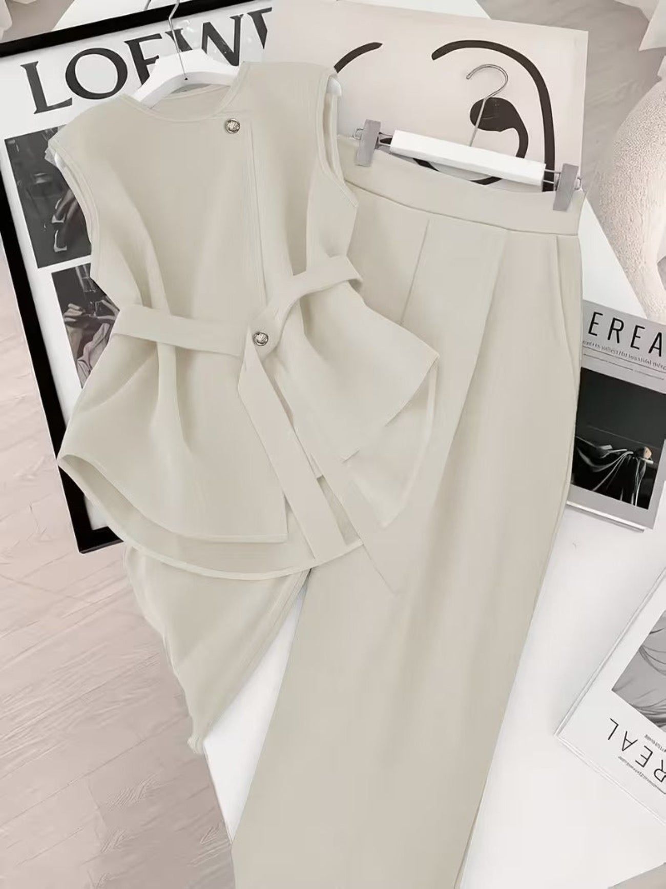 Conjunto de Dos Piezas para Mujer Elegante Estilo Moderno para Oficina y Eventos