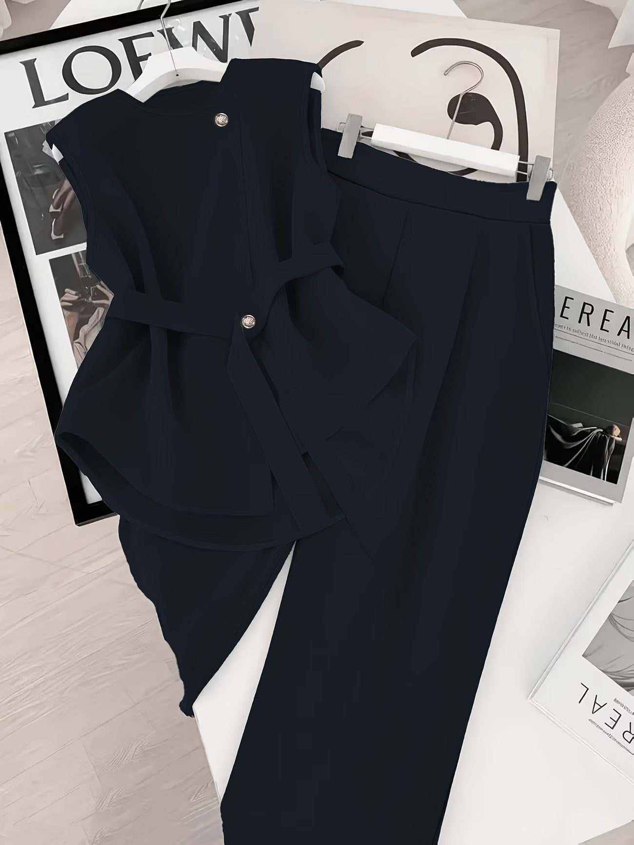 Conjunto de Dos Piezas para Mujer Elegante Estilo Moderno para Oficina y Eventos
