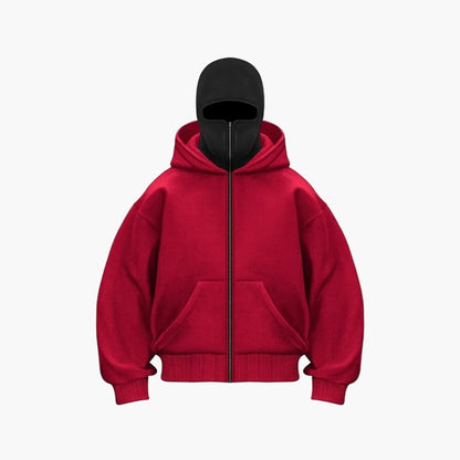 Hoodie zippé style balaclava pour homme – Urbain, minimaliste, idéal pour l’hiver