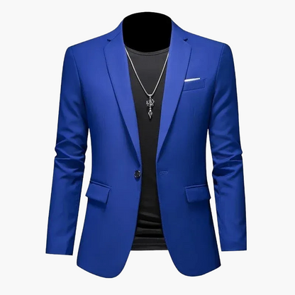 Elegant avslappnad herrblazer i urban stil, perfekt för utekvällar och speciella tillfällen