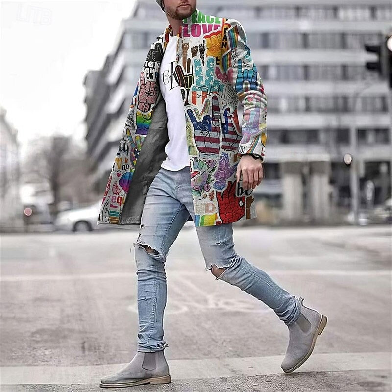 Manteau graphique tendance pour homme – Style urbain moderne, idéal pour toutes occasions