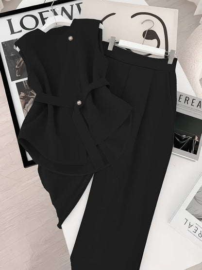 Conjunto de Dos Piezas para Mujer Elegante Estilo Moderno para Oficina y Eventos