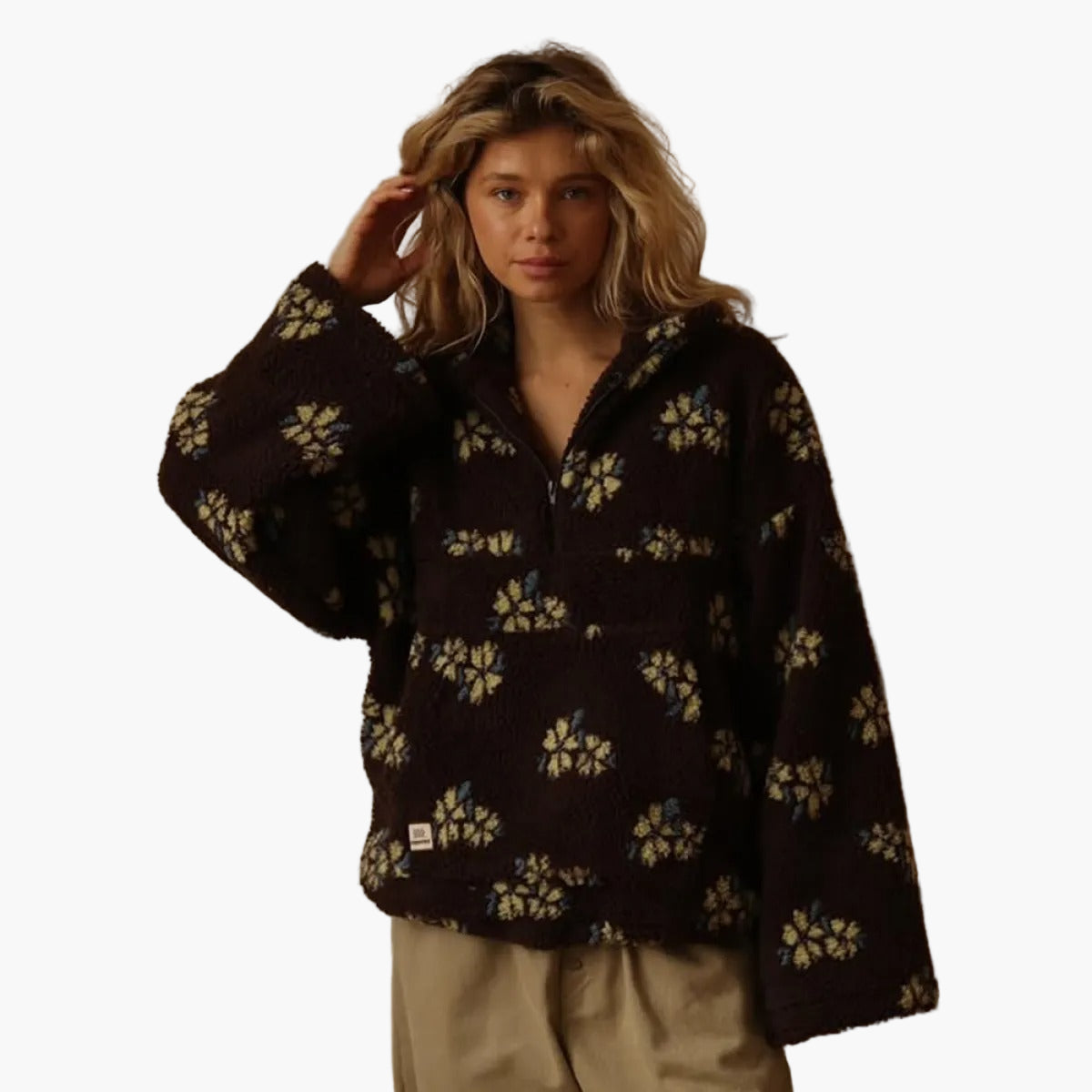 Damesweatshirt i boheme-stil med blomster til hyggestunder og afslappede udflugter