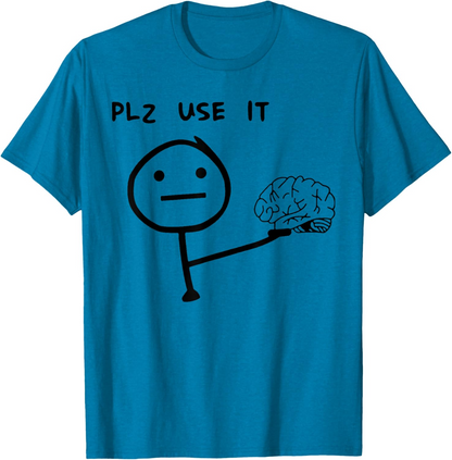 T-shirt homme humoristique style casual motif stickman "PLZ USE IT" – Idéal pour un look décontracté original