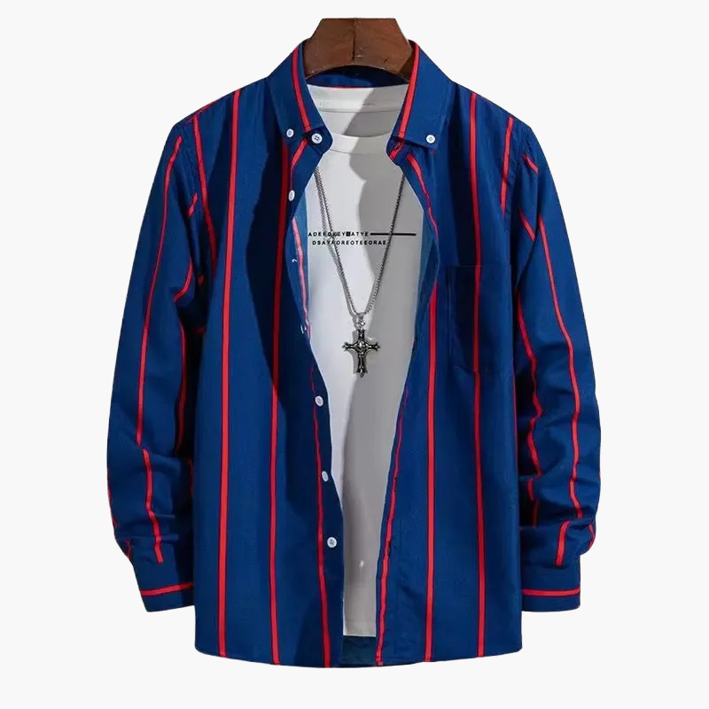 Camicia uomo elegante a righe stile business casual – maniche lunghe, tendenza urbana