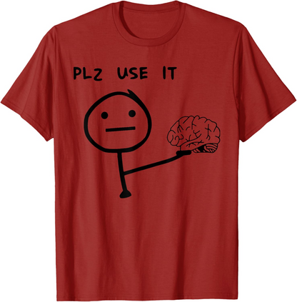 T-shirt homme humoristique style casual motif stickman "PLZ USE IT" – Idéal pour un look décontracté original