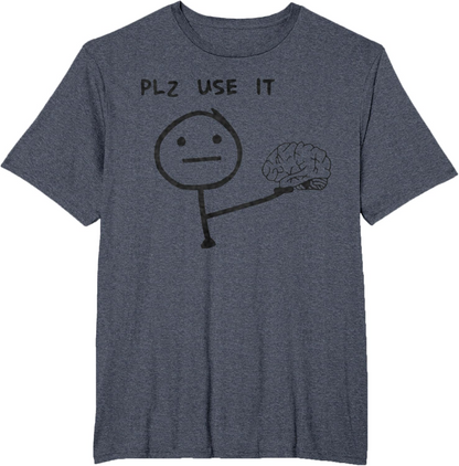 T-shirt homme humoristique style casual motif stickman "PLZ USE IT" – Idéal pour un look décontracté original