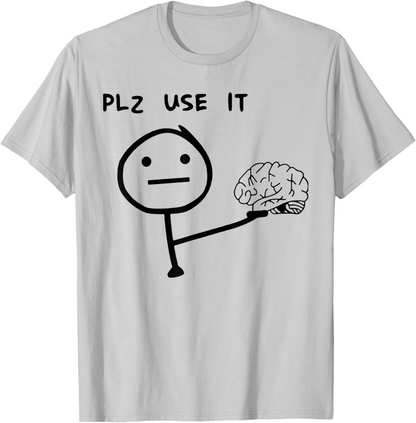 T-shirt homme humoristique style casual motif stickman "PLZ USE IT" – Idéal pour un look décontracté original