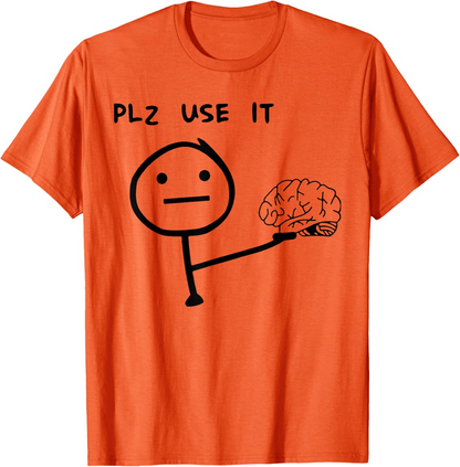 T-shirt homme humoristique style casual motif stickman "PLZ USE IT" – Idéal pour un look décontracté original