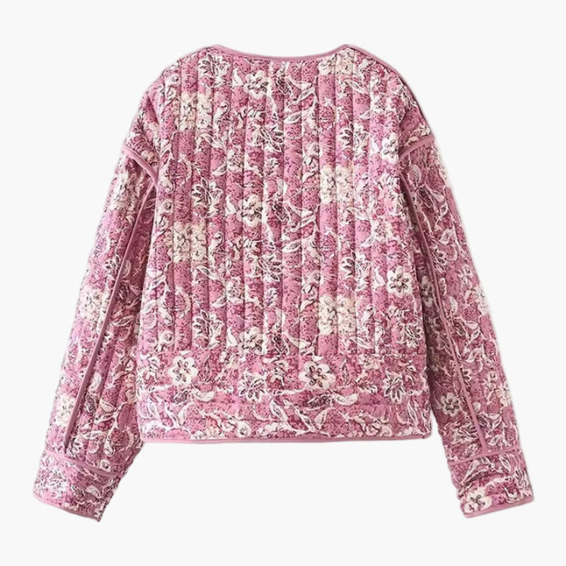 Chaqueta acolchada con estampado floral estilo bohemio para mujer - Elegante y casual