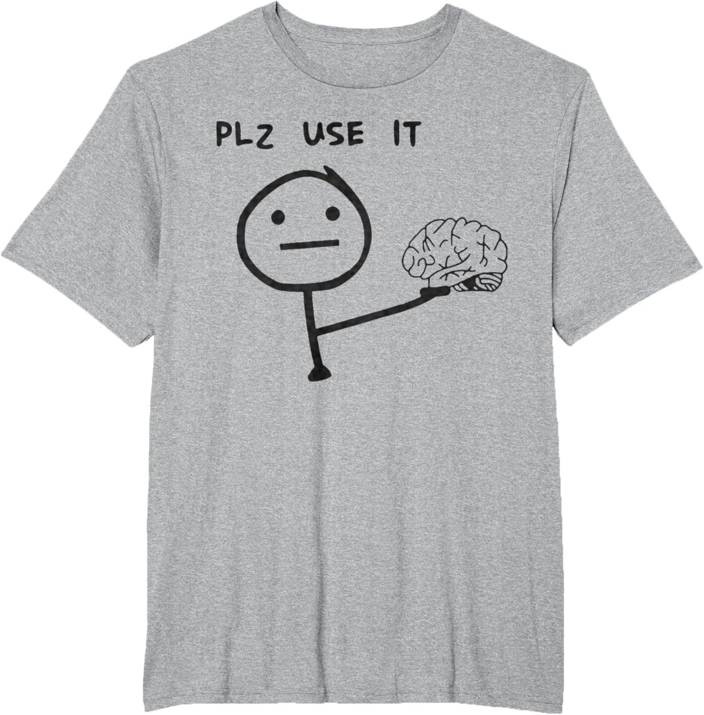 T-shirt homme humoristique style casual motif stickman "PLZ USE IT" – Idéal pour un look décontracté original