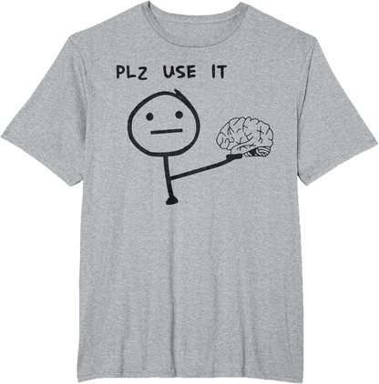 T-shirt homme humoristique style casual motif stickman "PLZ USE IT" – Idéal pour un look décontracté original