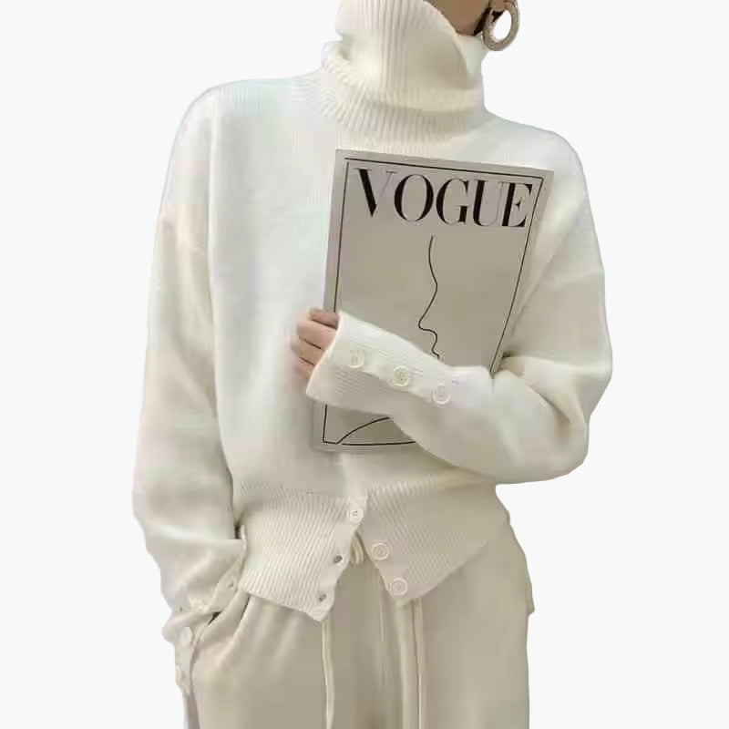 Avslappnad polotröja för dam – elegant oversize-stil för höst och vinter