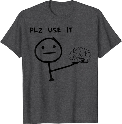 T-shirt homme humoristique style casual motif stickman "PLZ USE IT" – Idéal pour un look décontracté original